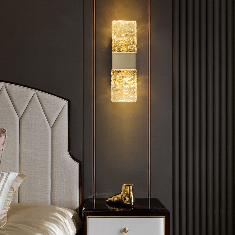 Gold Ripple Crystal Wall Sconce - Bedroom | Sofary