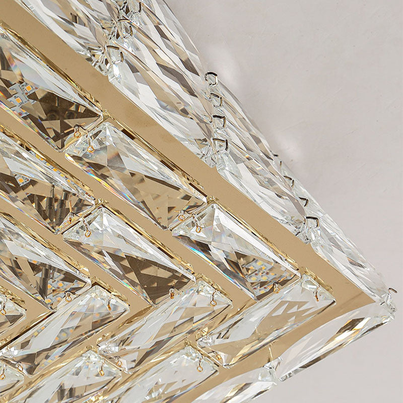 Gold Multi-layer Square Crystal Chandelier - Ceiling Light - Crystal Detail | Sofary