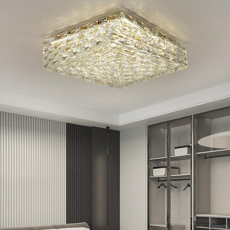 Gold Multi-layer Square Crystal Chandelier - Ceiling Light - Bedroom | Sofary
