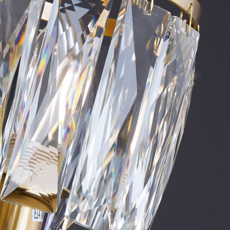 Round Modern Rustic Crystal Brass Chandelier - Crystal Detail | Sofary