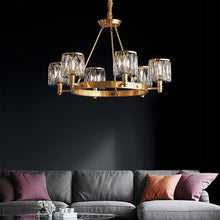 Round Modern Rustic Crystal Brass Chandelier - Living Room | Sofary