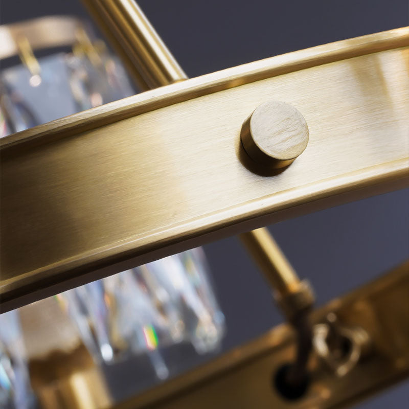 Round Modern Rustic Crystal Brass Chandelier - Frame Detail | Sofary