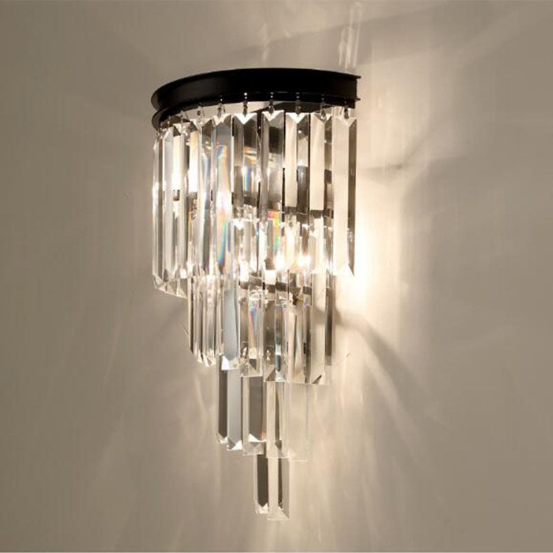 Modern 4-Tiers Crystal Wall Sconce - Black | Sofary