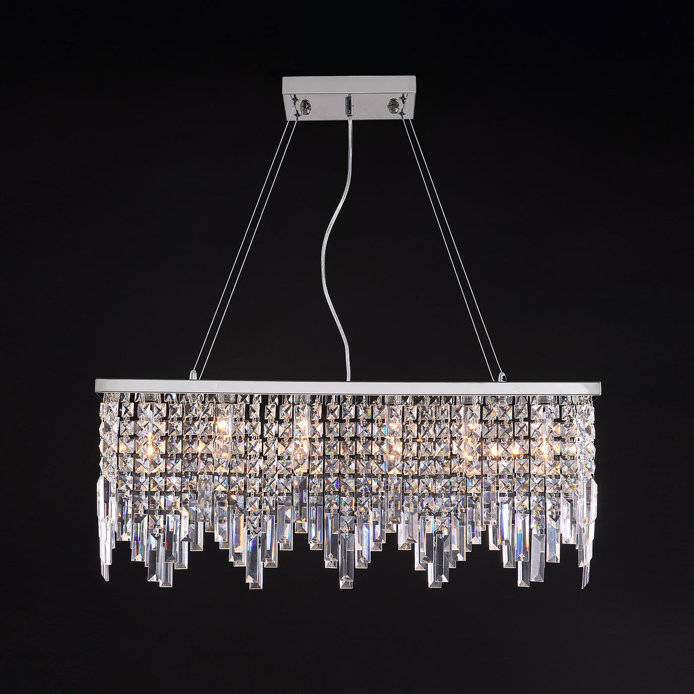 Rectangular Linear Design Crystal Chandelier for Dining Room Sofary