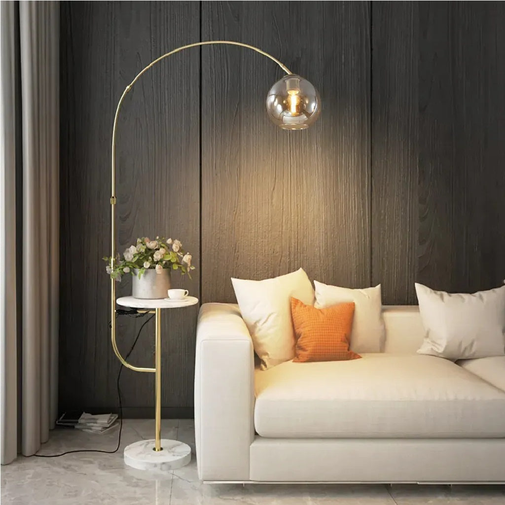Swivel Dome Shade Floor Lamp With Wireless Charging & USB Port - Living Room