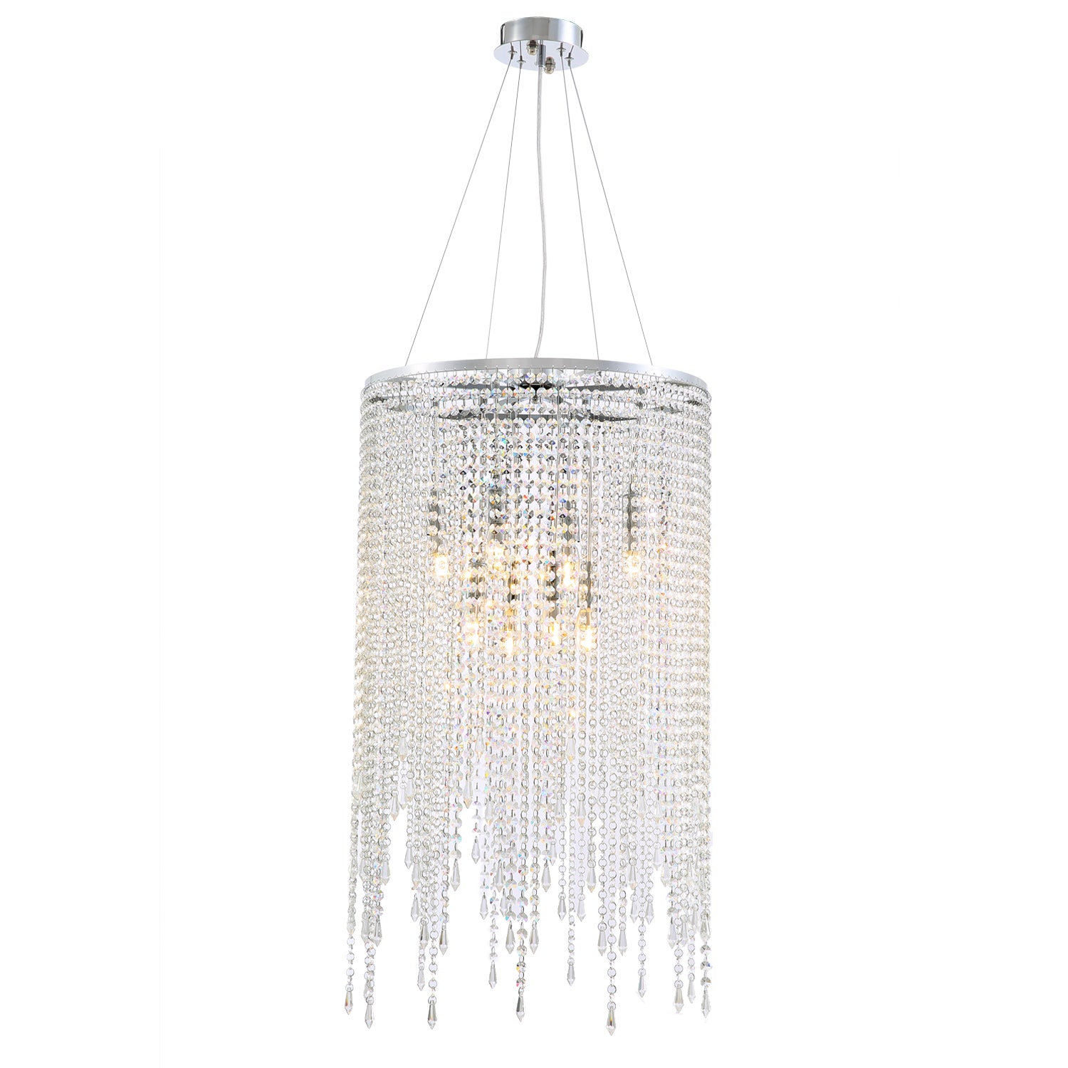 Luxury Linear Round Contemporary Island Crystal Chandelier With Warm Light