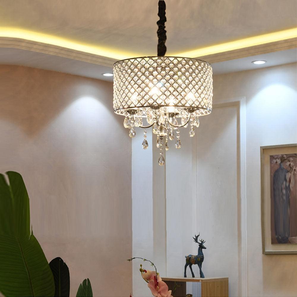 4-Light Candle Style Drum Crystal Chandelier