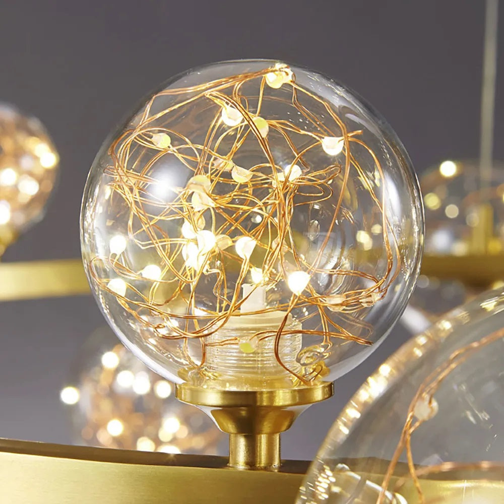 Gold Glass Bubble Adjustable Chandelier - Details