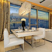 Contemporary Luxury Linear Rectangular Crystal Chandelier- Dining Room