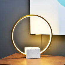 Marble Base Gold Cricle Table Lamp - Living Room