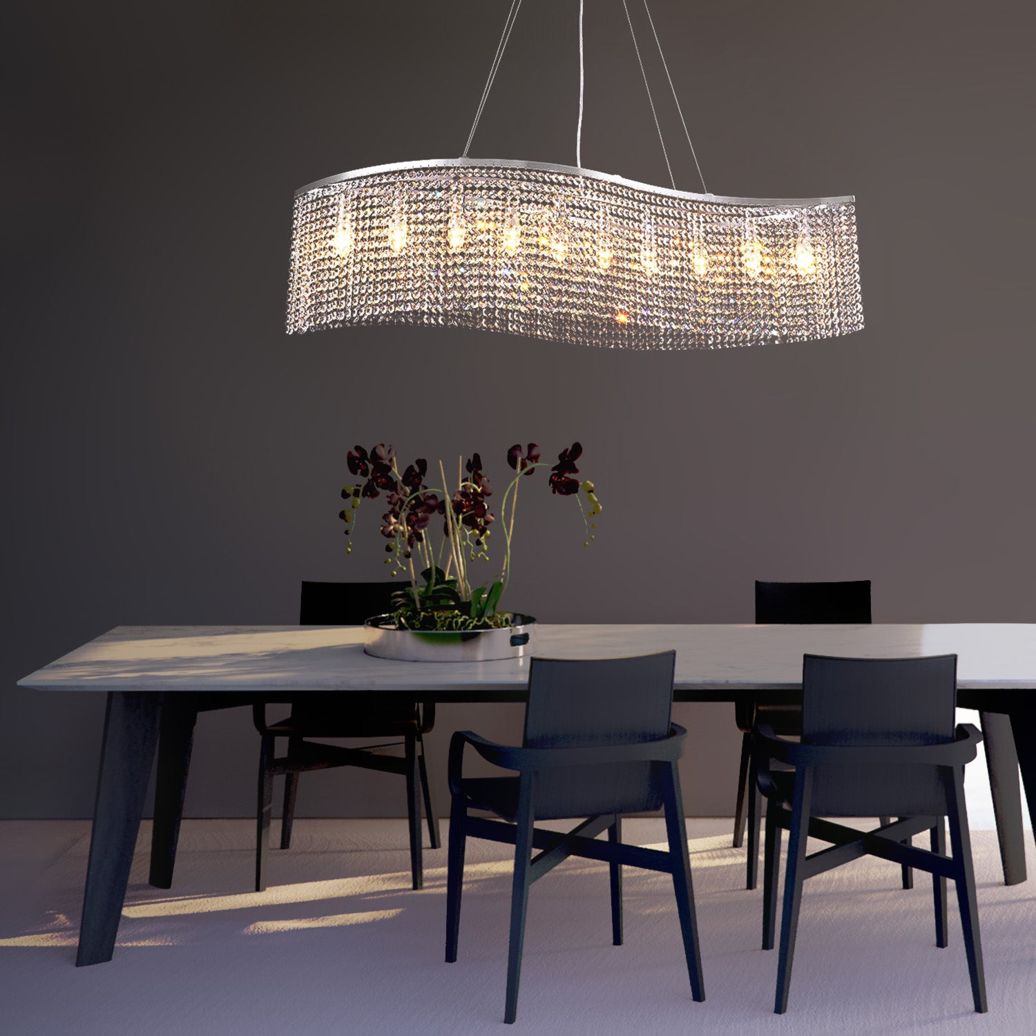 Luxury Wave Raindrop Pendant Lamp Suspension Light With Warm Light