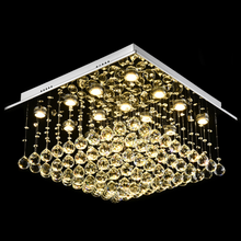 Square Raindrop Design Crystal Chandelier With Warm Light