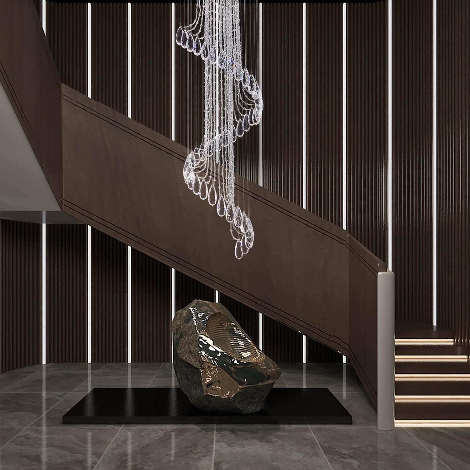 Modern Art Design Crystal Spiral Chandelier - Staircase