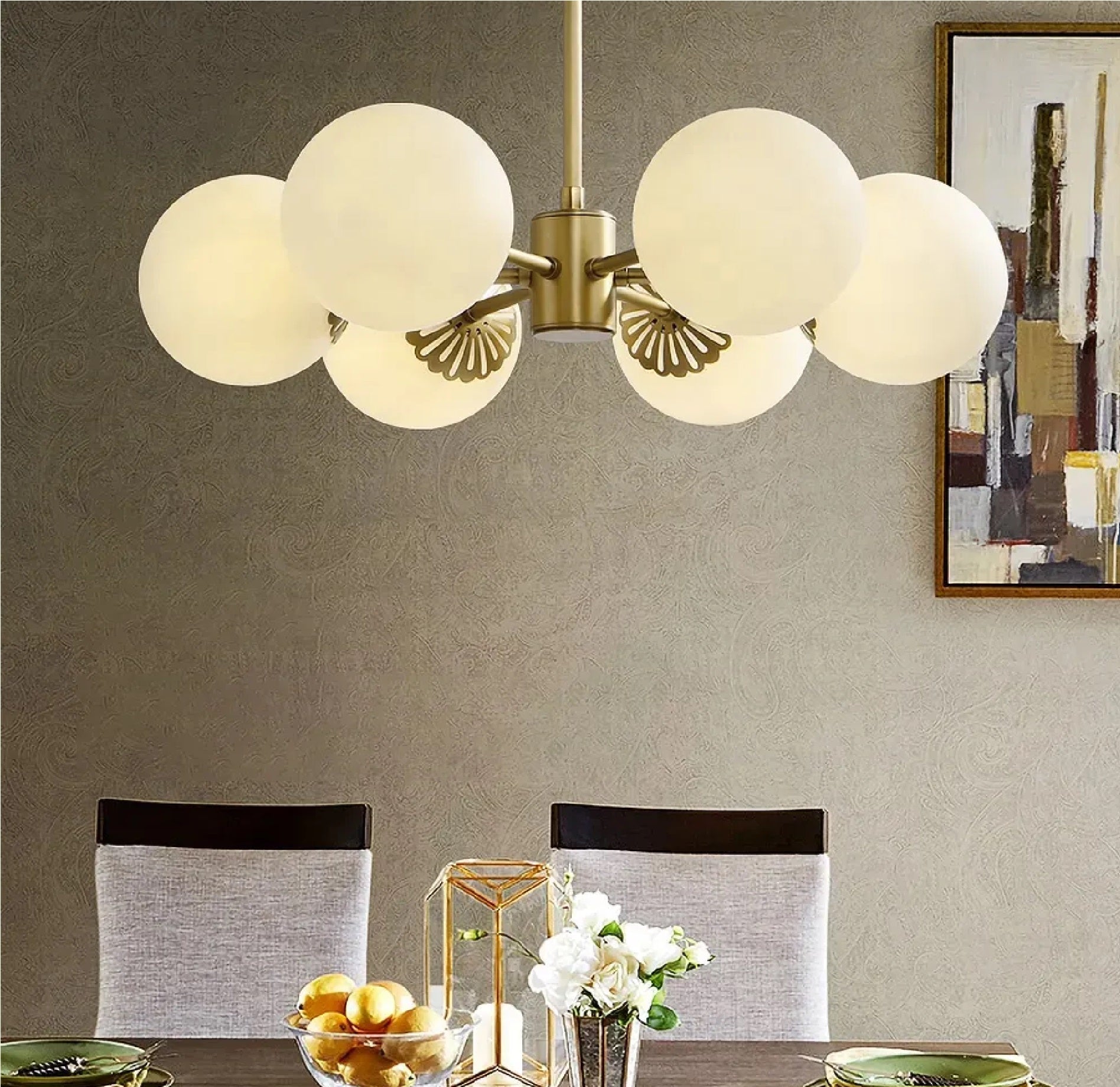 Cloud Glass 6-Light Chandelier - Modern  Industrial Design - Dining Room