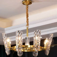 Luxury Copper Crystal Chandelier with Unique Wavy Shades