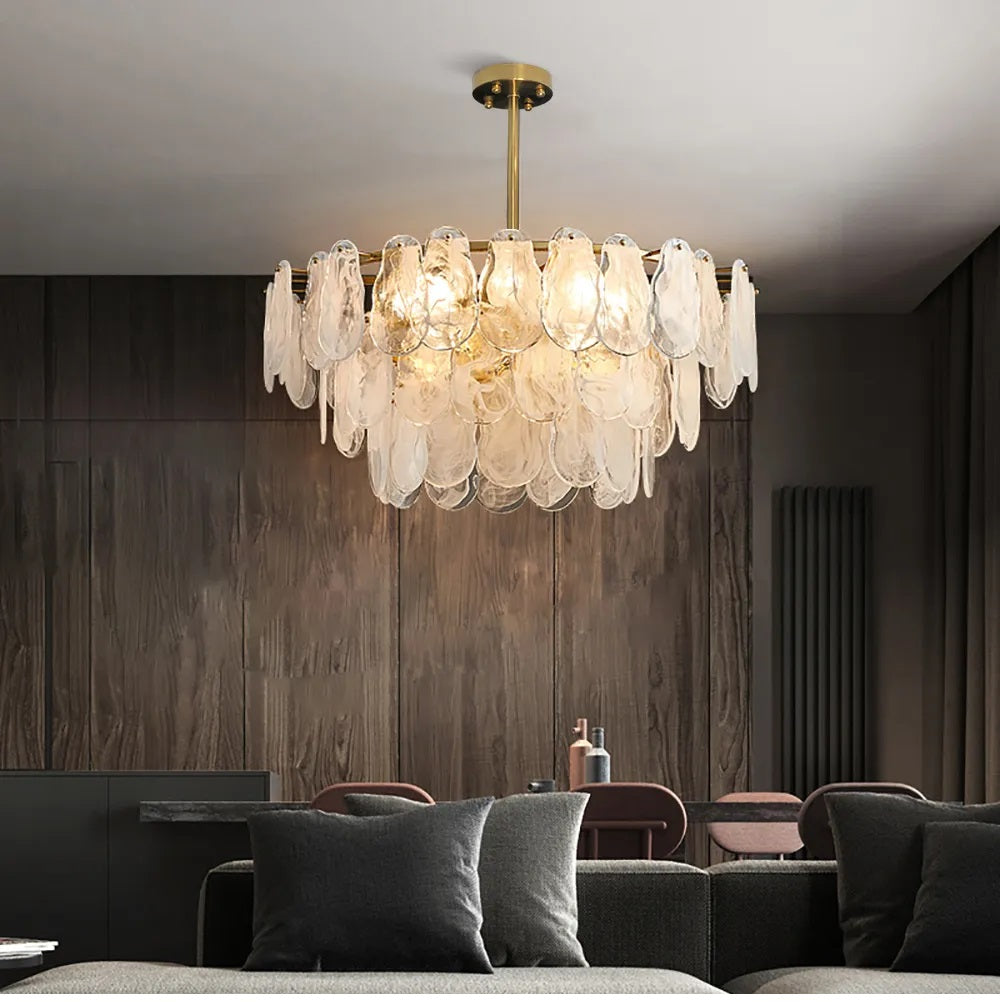 Tiered Cloud Glass Adjustable Chandelier - Living Room