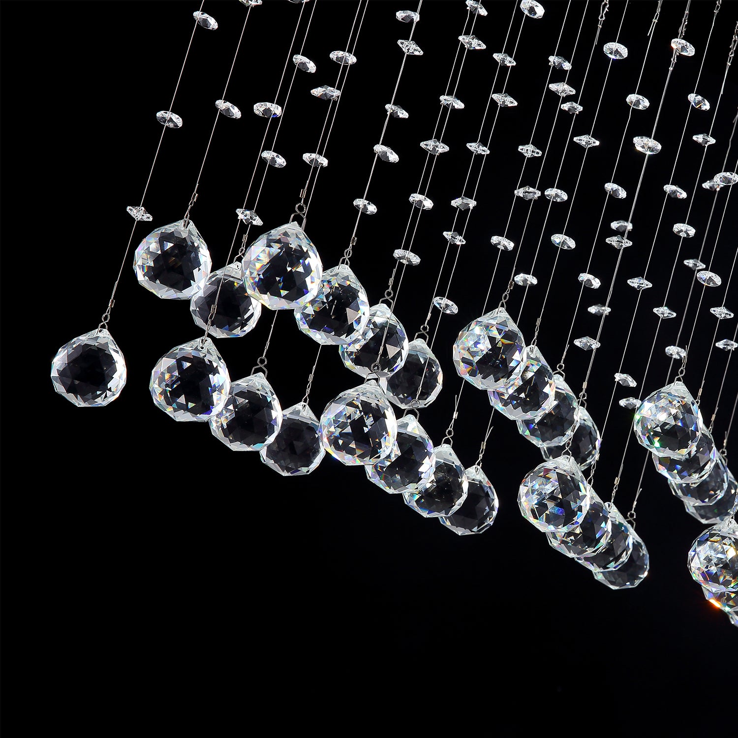 Modern Rectangular Crystal Chandelier Lighting - Details