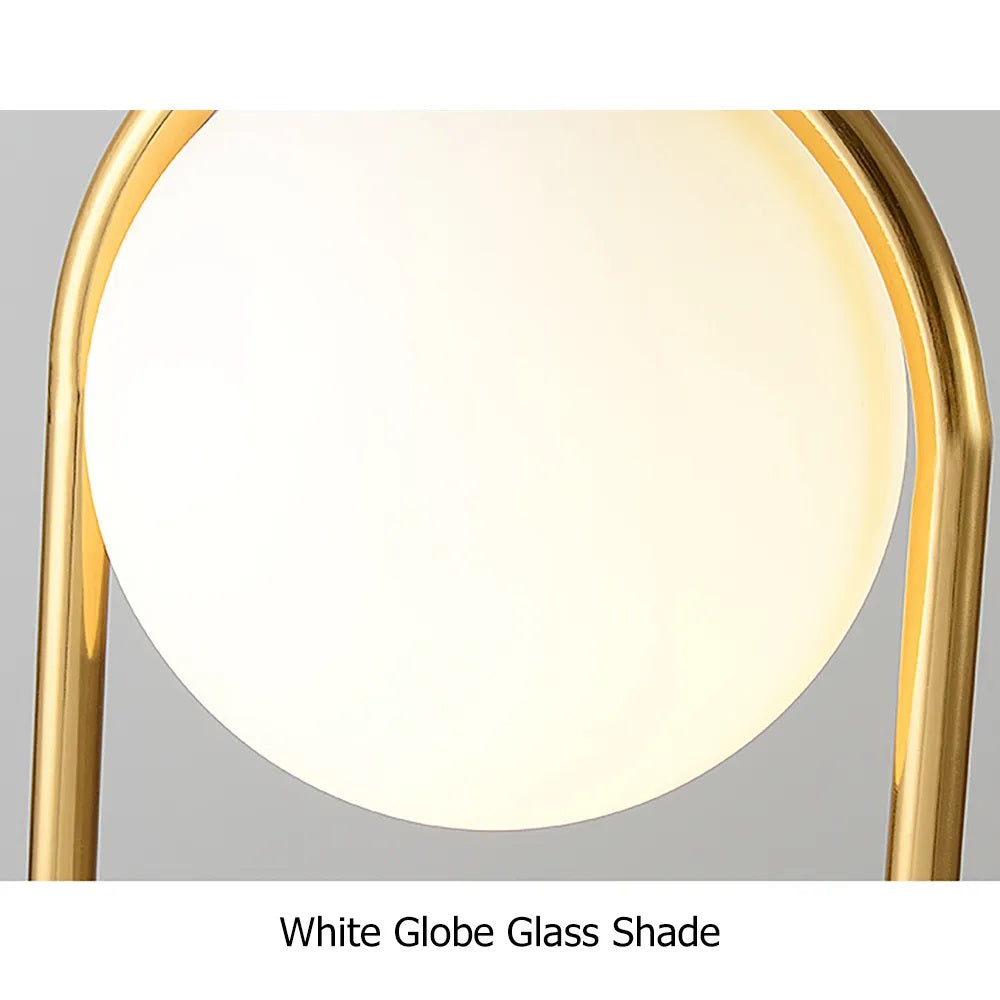 Gold Frame White Glass Globe Table Lamp - Details