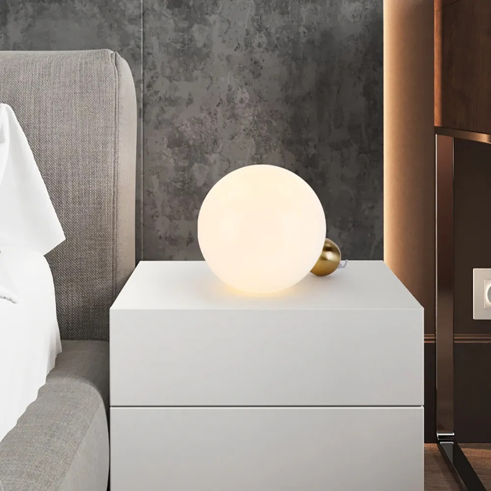 Gold Globe Base White Table Lamp - Bedroom