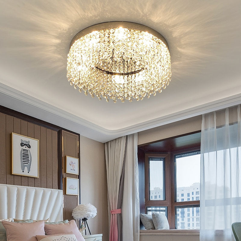 Modern Linear Crystal Flush Mount Ceiling Light - Bedroom | Sofary