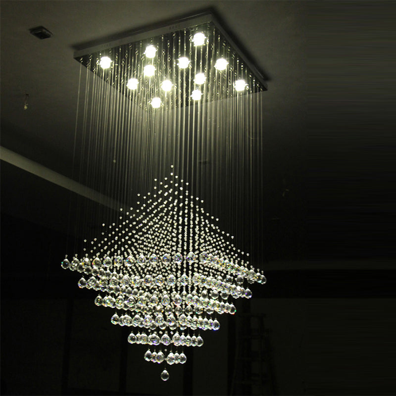 Rubik Lighting - Diamond Shape Crystal Chandelier With Warm Light