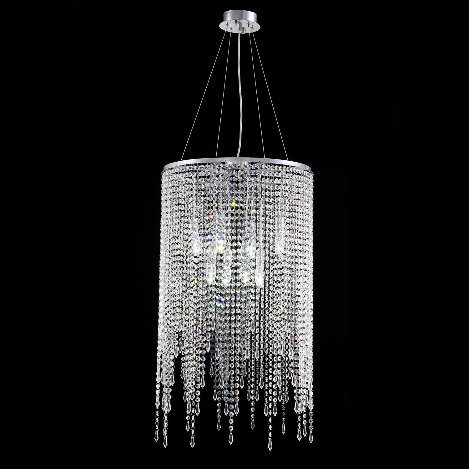 Luxury Linear Round Contemporary Island Crystal Chandelier With Cool Light