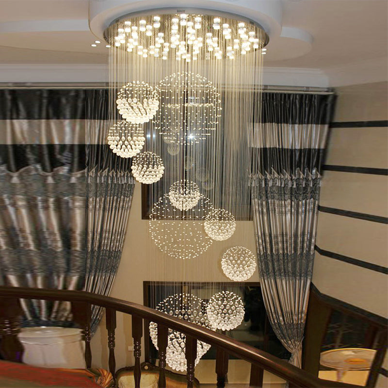 Luxury Solar System Spiral Raindrop Chandelier at the Entry 