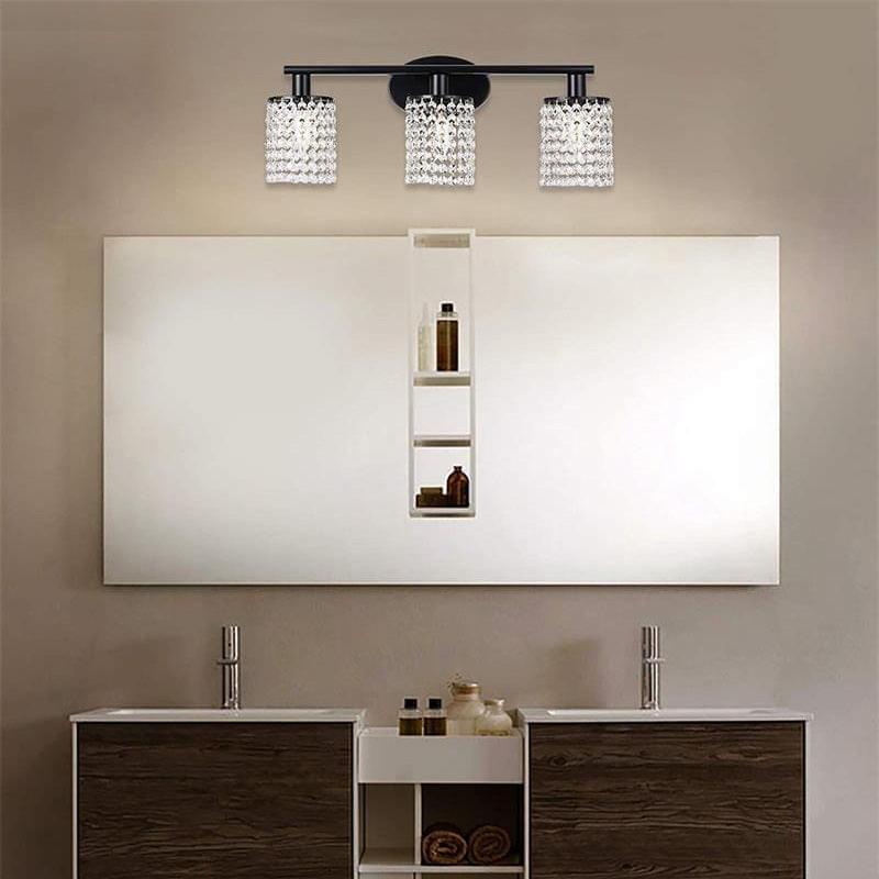 3 - Light Black Crystal Vanity Light