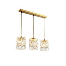 3 - Light Gold Crystal Chandelier - Kitchen Island Pendant