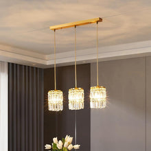 3 - Light Gold Crystal Chandelier - Kitchen Island Pendant
