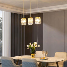 3 - Light Gold Crystal Chandelier - Kitchen Island Pendant