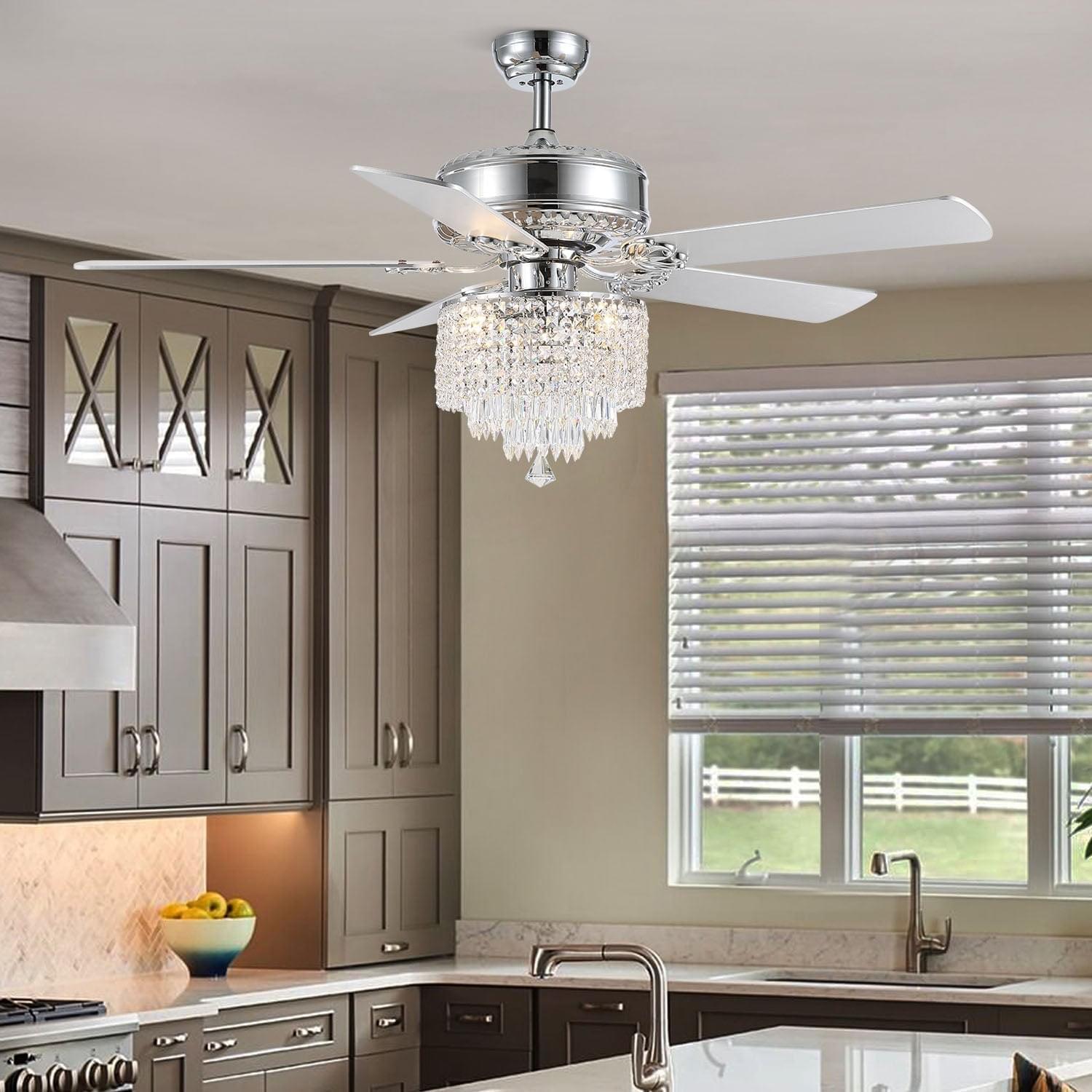 3 - Tier Raindrop Crystal Kitchen Ceiling Fan with Remote Control