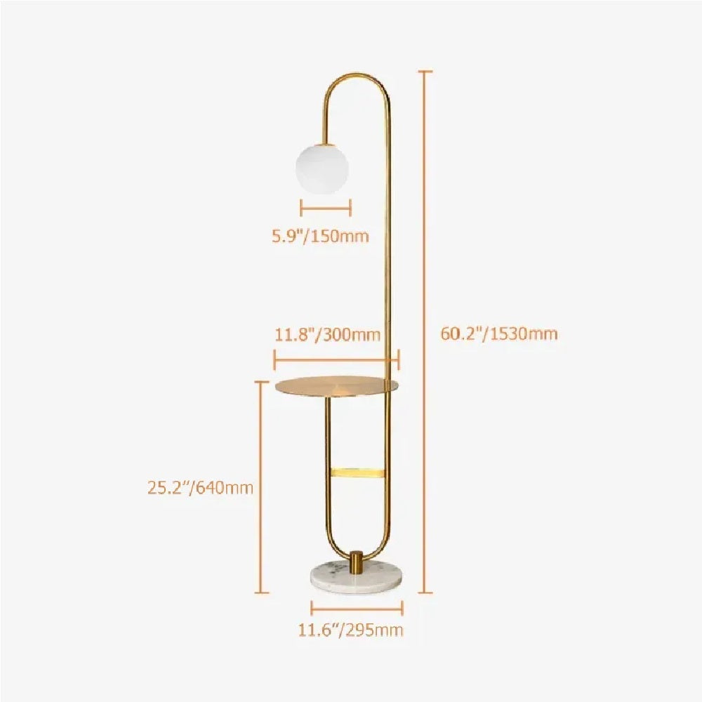 Marble Base Modern Arc Floor Lamp - Size Dimension