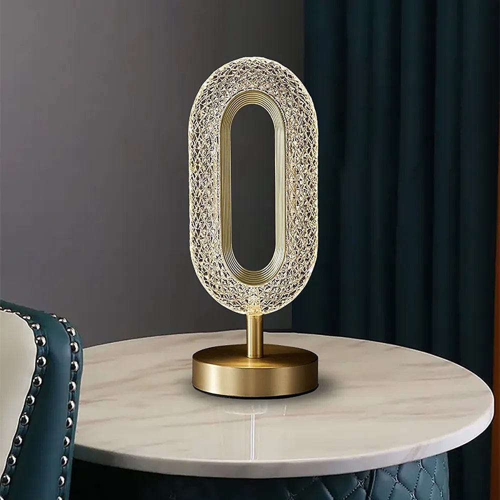 Elegant Ovated Ring LED Table Lamp - Luxury Design - Living Room