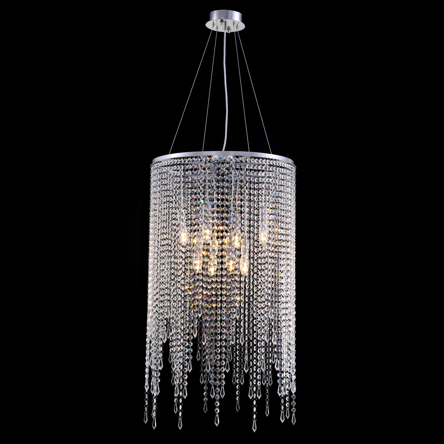 Luxury Linear Round Contemporary Island Crystal Chandelier With Warm Light