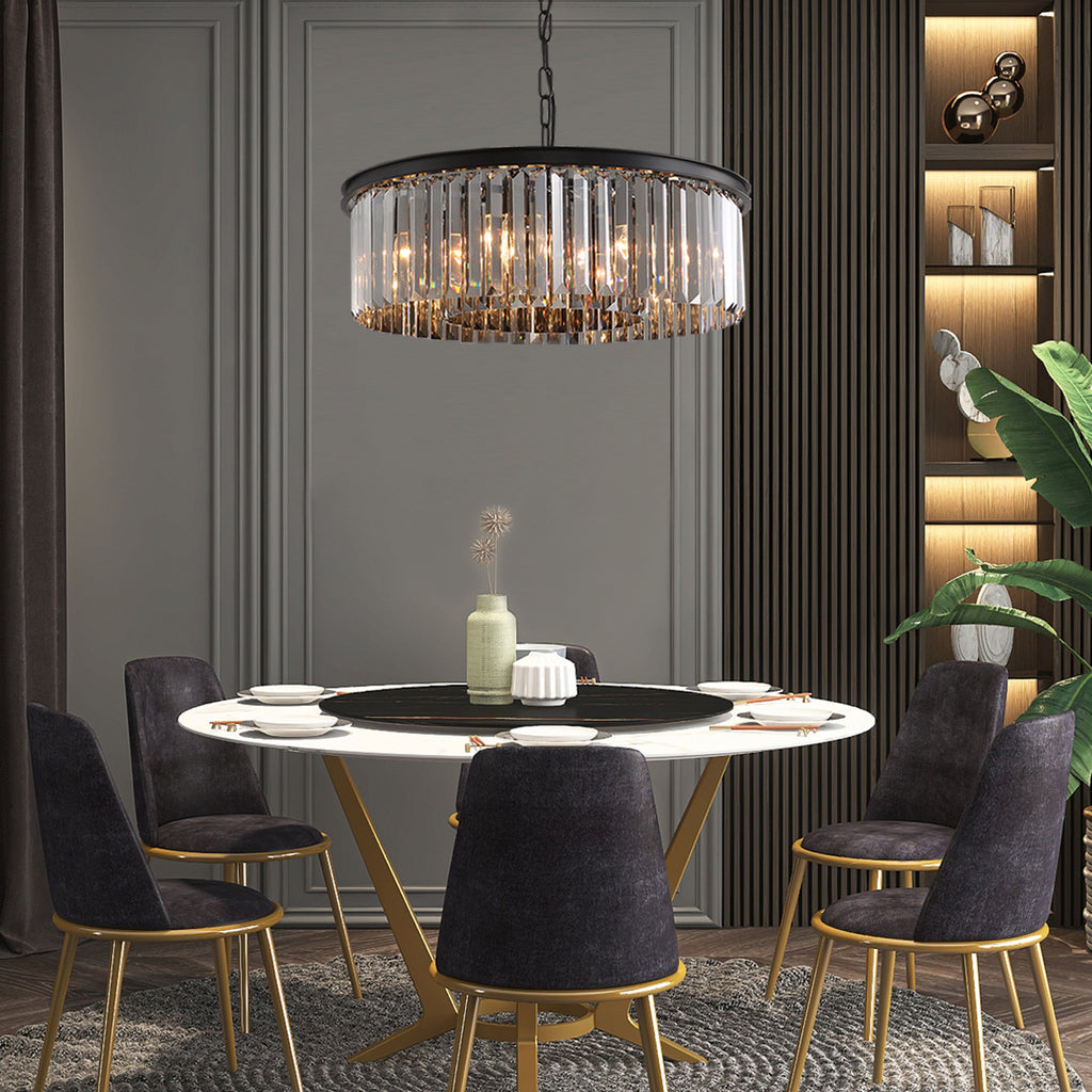 Modern Black Crystal Round Chandeliers for Dining Room and Living Room ...
