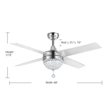 4 - Blade LED Crystal Ceiling Fan with Remote Control