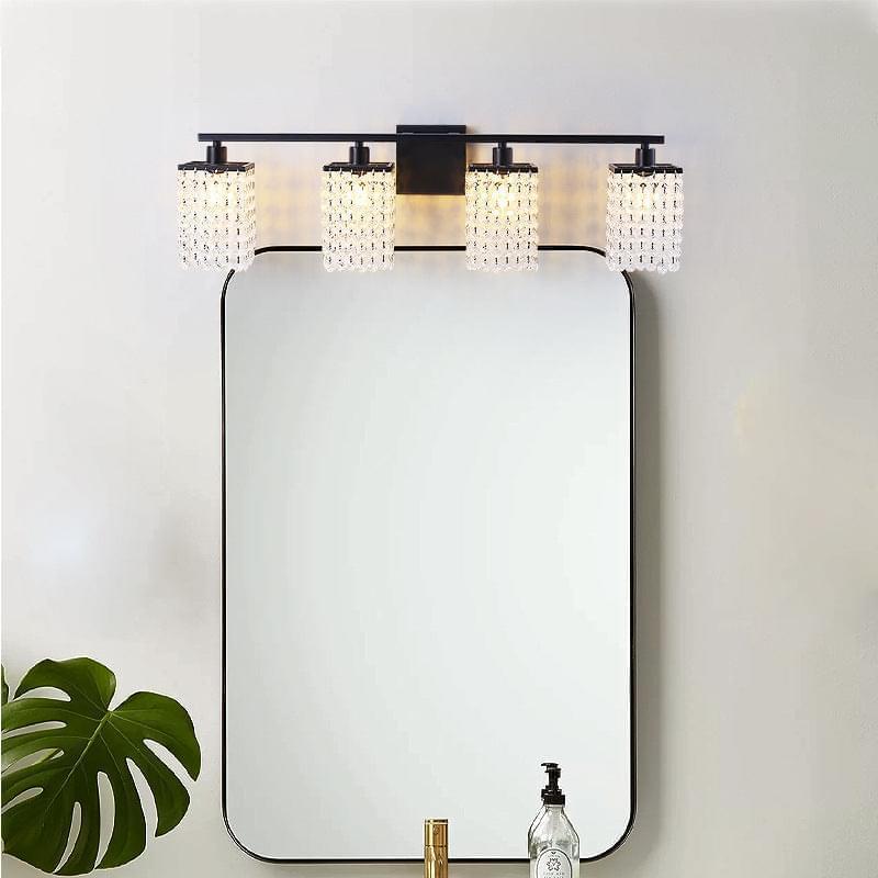 4-Light Black Crystal Vanity Light