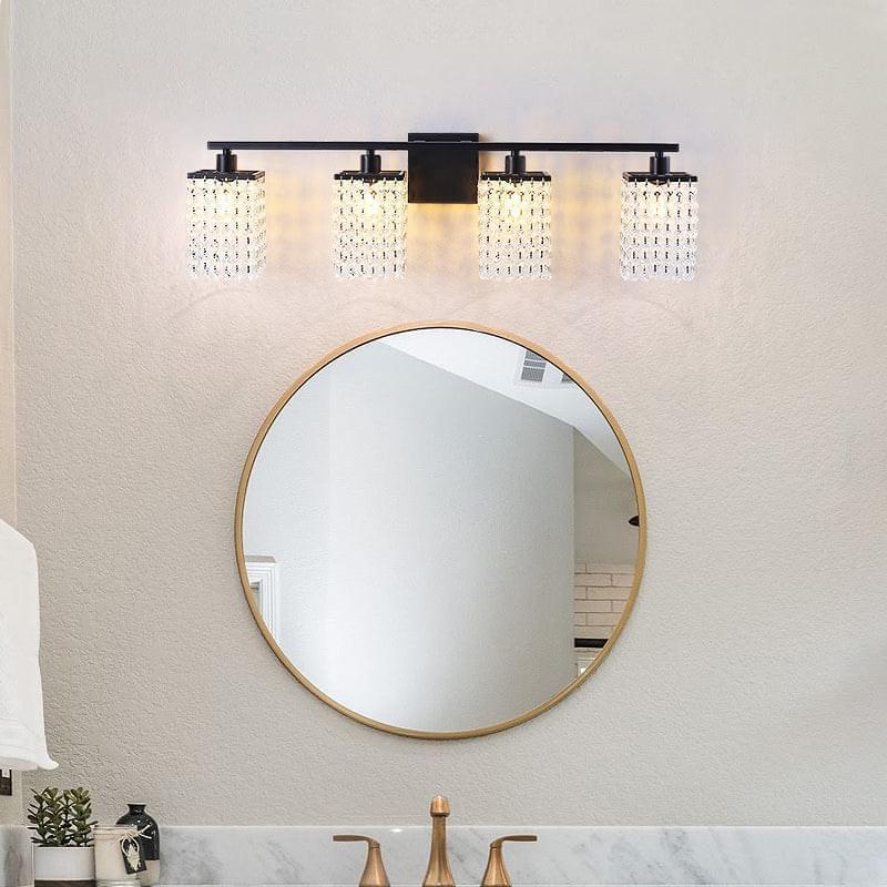 4-Light Black Crystal Vanity Light