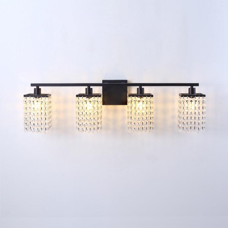 4-Light Black Crystal Vanity Light