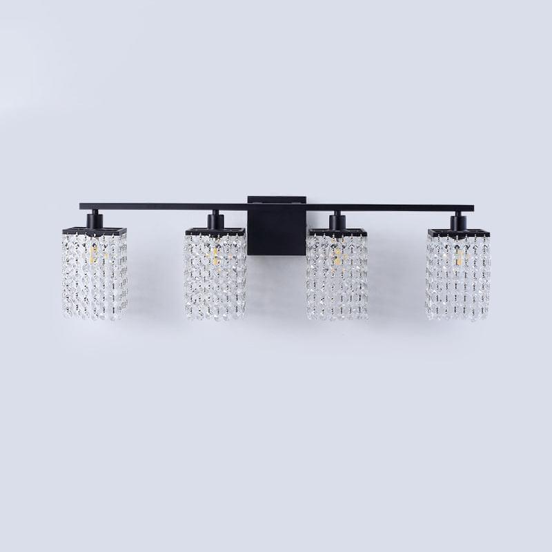 4-Light Black Crystal Vanity Light