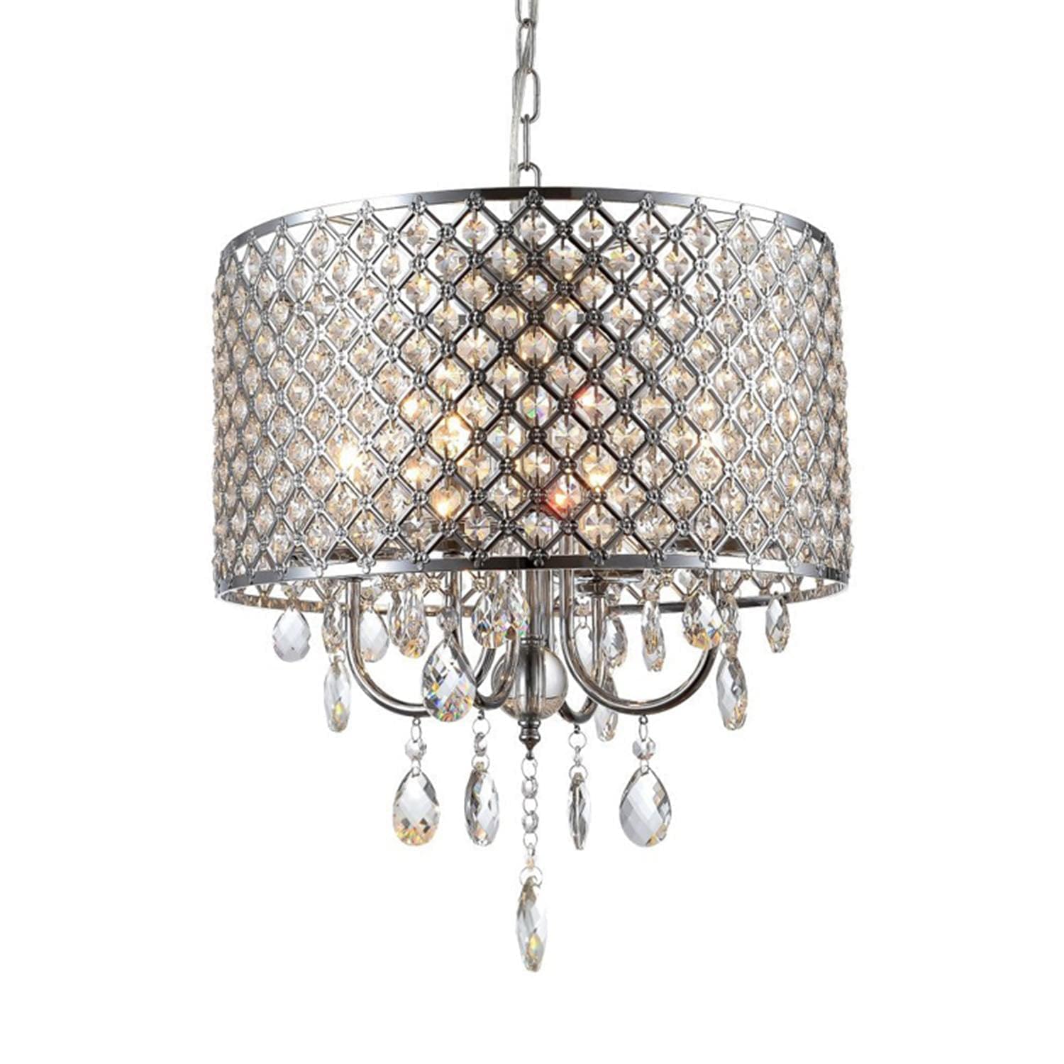 4-Light Candle Style Drum Crystal Chandelier