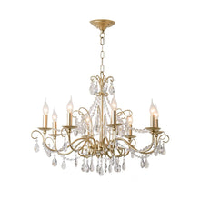 Gold Metal Candle Style Crystal Chandelier - White Background