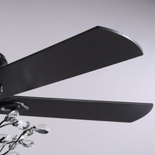 5 - Blade Black Crystal Branch Ceiling Fan with Remote Control