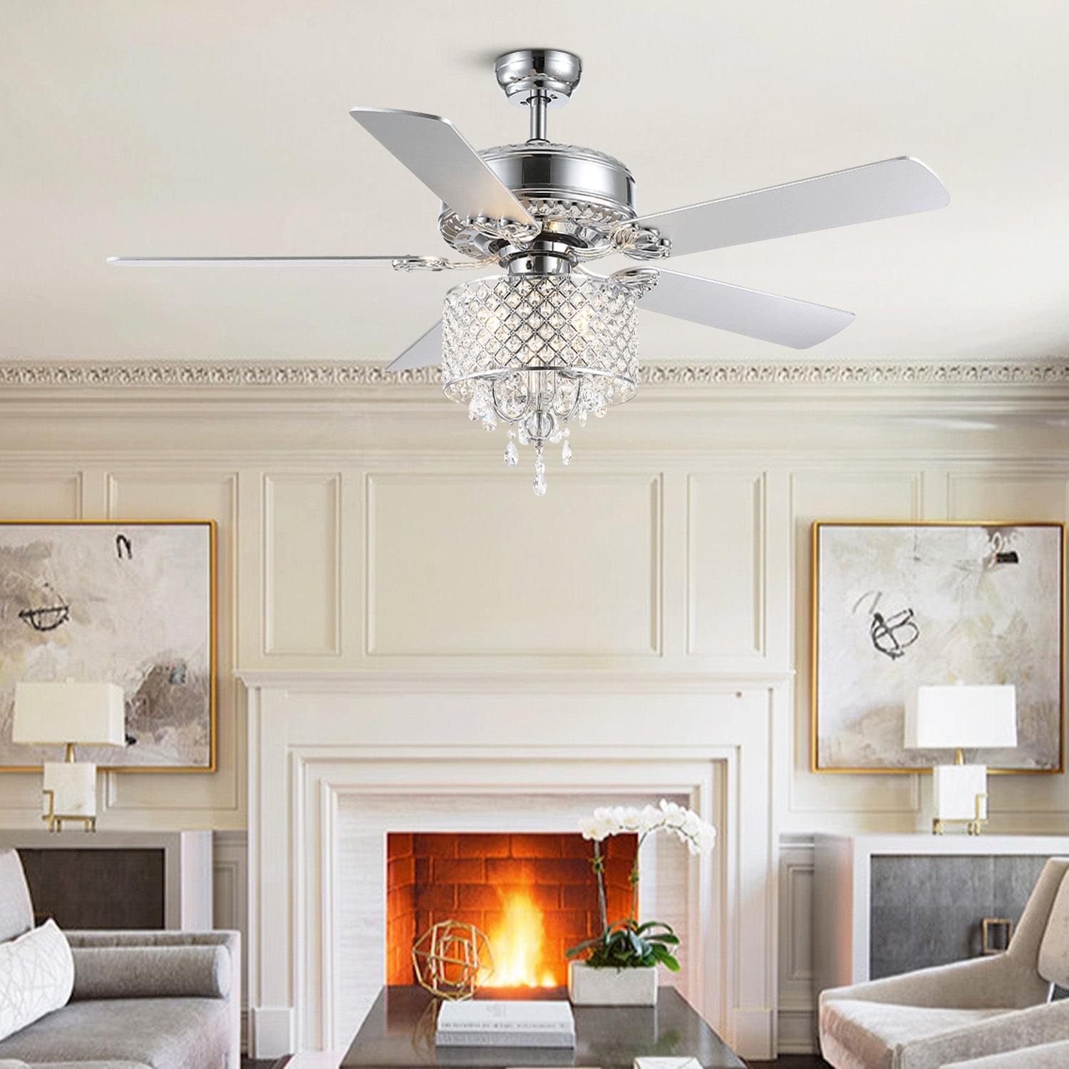5 - Blade Candle Style Crystal Ceiling Fan with Remote Control