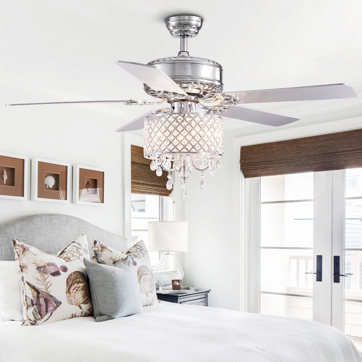 5 - Blade Candle Style Crystal Ceiling Fan with Remote Control