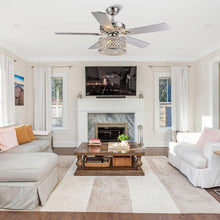 5 - Blade Double Oval Crystal Ceiling Fan with Remote Control