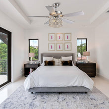 5 - Blade Double Oval Crystal Ceiling Fan with Remote Control