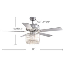 5 - Blade Drum Shape Crystal Ceiling Fan with Remote Control