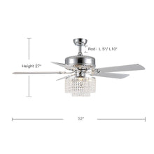 5 - Blade Raindrop Crystal Ceiling Fan with Remote Control